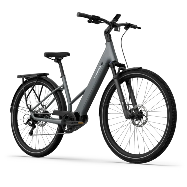 tenways-agoair-arctic-grey-zijkant – Moderne elektrische fiets met middenmotor in Arctic Grey