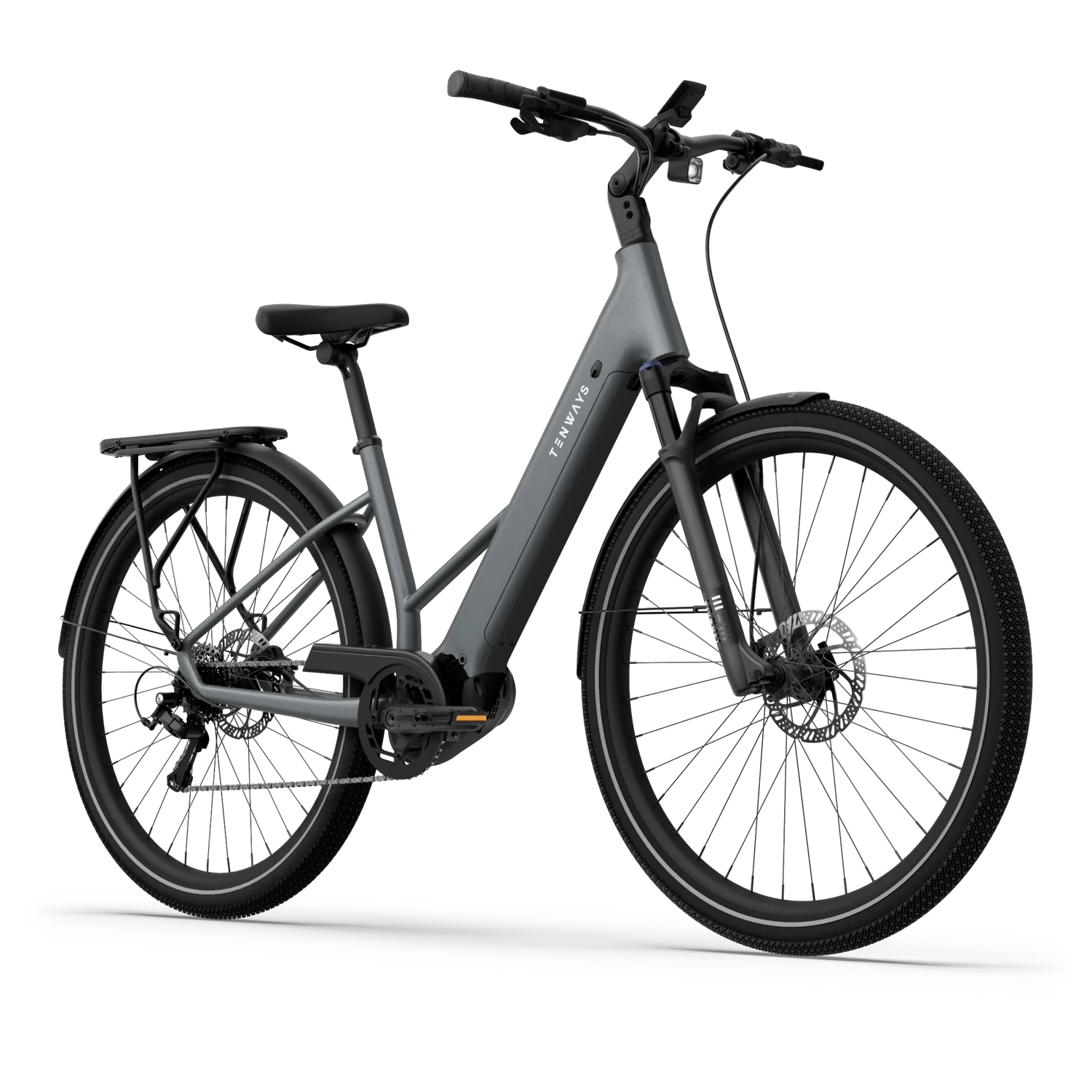 tenways-agoair-arctic-grey-zijkant – Moderne elektrische fiets met middenmotor in Arctic Grey