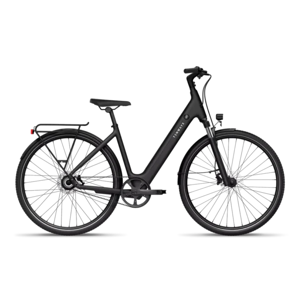 tenways-cgo800s-midnight-black-vooraanzicht – Stijlvolle elektrische fiets met middenmotor