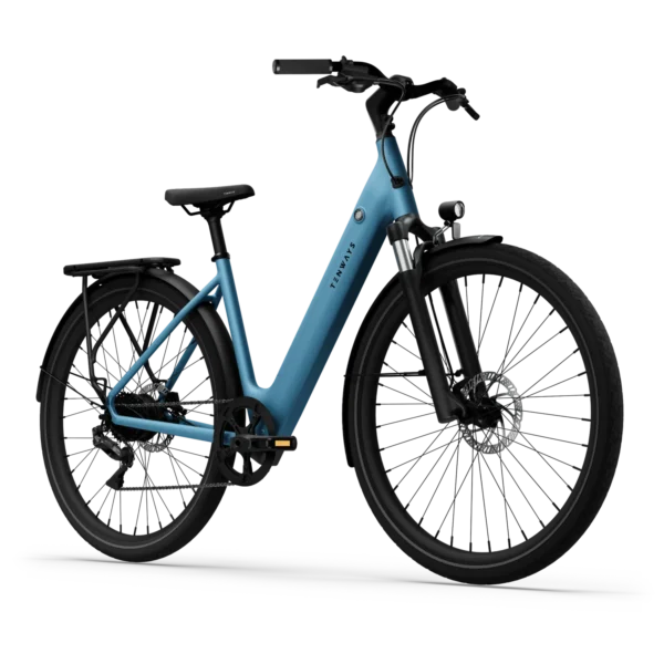 tenways-cgo800plus-sky-blue-zijkant – Moderne e-bike met comfortabele zitpositie in Sky Blue