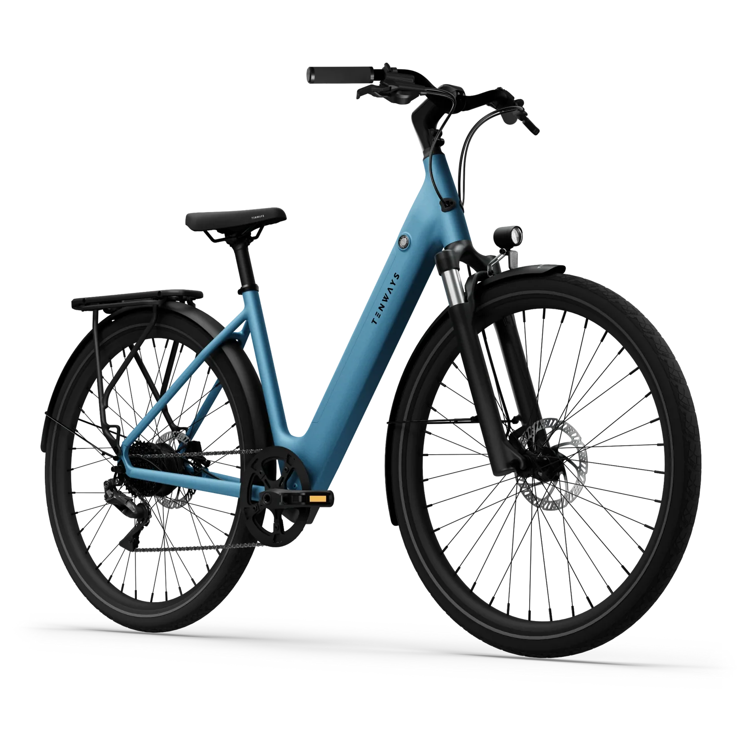 tenways-cgo800plus-sky-blue-zijkant – Moderne e-bike met comfortabele zitpositie in Sky Blue